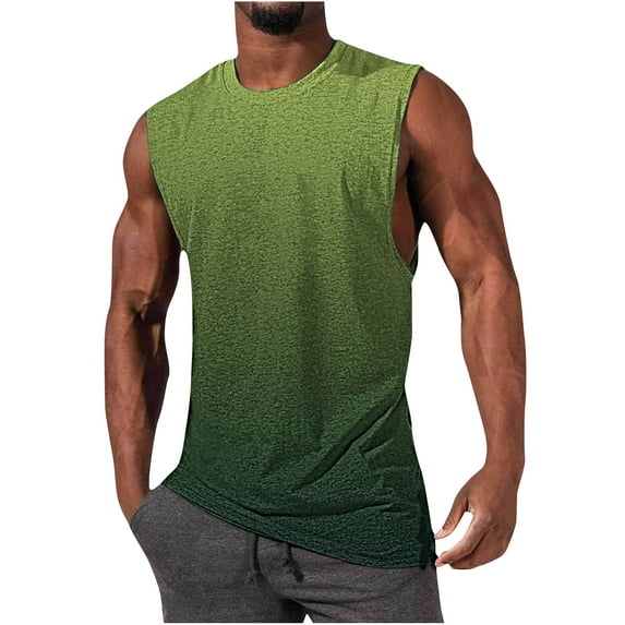 ZCFZJW Mens Workout Gym Tank Tops Big and Tall Regular Fit Casual Tie Dye Gradient Print Summer Sleeveless Camisole Vest Trendy Basic Cotton T-Shirts Multicolor#08 XL