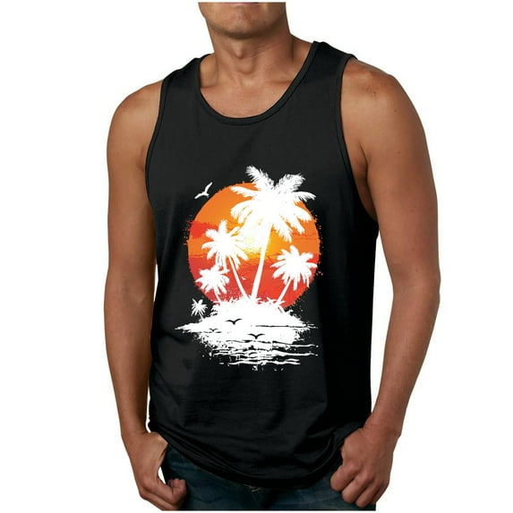 ZCFZJW Mens Workout Muscle Tanks Gym Vest Fitness Jogging Sports Tank Tops Quick-Dry Summer Sleeveless Graphic Tees Shirt Black XXL
