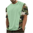 thumbnail image 1 of ZCFZJW Mens Workout T-Shirts Casual Camo Patchwork Short Sleeve Round Neck Graphic Shirts Trendy Regular Fit Cotton Pullover Tops Mint Green M, 1 of 5