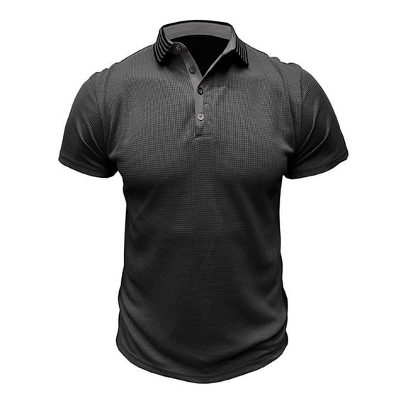 ZCFZJW Mens Workout T-Shirts Quick Dry Summer Short Sleeve Button V Neck Solid Color Basic T Shirt Tops Loose Lightweight Casual Holiday Wicking T-Shirt Black XL