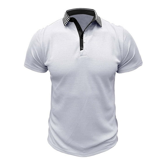 ZCFZJW Mens Workout T-Shirts Quick Dry Summer Short Sleeve Button V Neck Solid Color Basic T Shirt Tops Loose Lightweight Casual Holiday Wicking T-Shirt White XXL