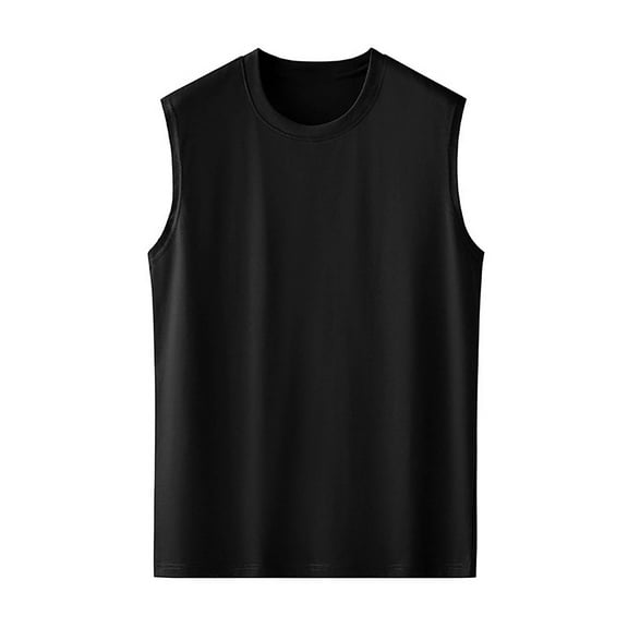 ZCFZJW Mens Workout Tank Tops Casual Summer Sleeveless Crew Neck Basic Soft Cotton Tees Shirt Loose Regular Fit Gym Muscle T-Shirts Black XL