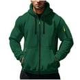 thumbnail image 1 of ZCFZJW Mens Zip Up Hooded Sweatshirt Lightweight Fall Fashion Jackets Long Sleeve Casual Full-Zip Hoodie Tops with Kangaroo Pockets Green L, 1 of 8