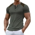 thumbnail image 1 of ZCFZJW Muscle T-Shirts for Men Casual Summer Short Sleeve Button V Neck Henley Workout Tees Tops Lightweight Slim Fit Basic Athletic Shirts Army Green M, 1 of 4