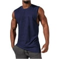 thumbnail image 1 of ZCFZJW Muscle T-Shirts for Men Casual Summer Sleeveless Round Neck Solid Color Basic Workout Tank Tops Loose Lightweight Soft Cotton Basic Tees Shirt Navy L, 1 of 5