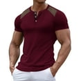 thumbnail image 1 of ZCFZJW Muscle T-Shirts for Men Casual Summer Short Sleeve Button V Neck Henley Workout Tees Tops Lightweight Slim Fit Basic Athletic Shirts Red M, 1 of 4