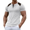 thumbnail image 1 of ZCFZJW Muscle T-Shirts for Men Casual Summer Short Sleeve Button V Neck Henley Workout Tees Tops Lightweight Slim Fit Basic Athletic Shirts White XXL, 1 of 4