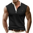 thumbnail image 1 of ZCFZJW Muscle Tank Tops for Men Fashion Summer Sleeveless Button Henley Shirts Trendy Solid Color Basic Athletic Workout Tees Shirt with Pockets Black XL, 1 of 5