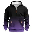 thumbnail image 1 of ZCFZJW Ombre Hoodie Tops for Men Big and Tall Regular Fit Casual 1/4 Zip up Long Sleeve Tie Dye Gradient Color Print Hooded Pullover Sweatshirts with Multi Zipper Pockets Purple XS, 1 of 6