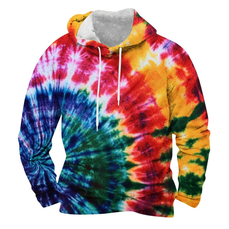 ZCFZJW Ombre Hoodie Tops for Men Casual Tie Dye Gradient Print