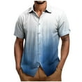 thumbnail image 1 of ZCFZJW Ombre Shirts for Men Lightweight Casual Summer Short Sleeve Button Down Beach Hawaiian T-Shirts Loose Regular Fit Beach Vacation Tees Tops Blue XL, 1 of 5