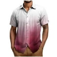 thumbnail image 1 of ZCFZJW Ombre Shirts for Men Lightweight Casual Summer Short Sleeve Button Down Beach Hawaiian T-Shirts Loose Regular Fit Beach Vacation Tees Tops Red XL, 1 of 5