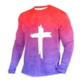 thumbnail image 1 of ZCFZJW Ombre Sweatshirts for Men Casual Tie Dye Gradient Cross Print Long Sleeve Crewneck Pullover Tops Trendy Athletic Basic T-Shirts Watermelon Red XXXL, 1 of 3