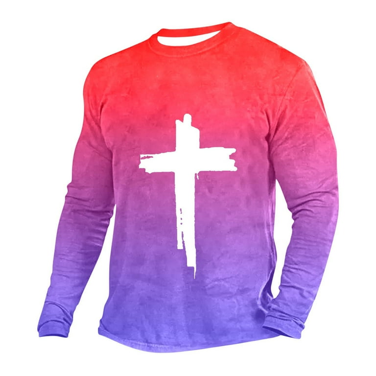 ZCFZJW Ombre Sweatshirts for Men Casual Tie Dye Gradient Cross