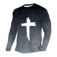 thumbnail image 1 of ZCFZJW Ombre Sweatshirts for Men Casual Tie Dye Gradient Cross Print Long Sleeve Crewneck Pullover Tops Trendy Athletic Basic T-Shirts Black XXXXXL, 1 of 3