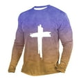 thumbnail image 1 of ZCFZJW Ombre Sweatshirts for Men Casual Tie Dye Gradient Cross Print Long Sleeve Crewneck Pullover Tops Trendy Athletic Basic T-Shirts Purple#01 XL, 1 of 3