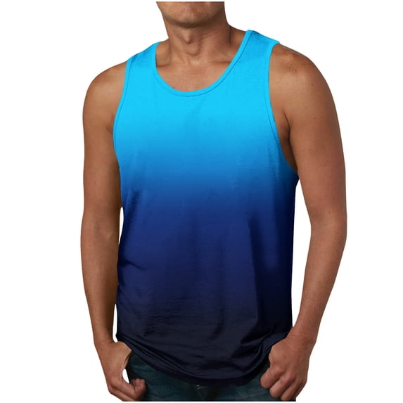 ZCFZJW Ombre Tank Tops for Men Big and Tall Casual Tie Dye Gradient Print Sleeveless Vest Loose Lightweight Casual Basic Workout Tees Shirt Multicolor#04 XXXXXL