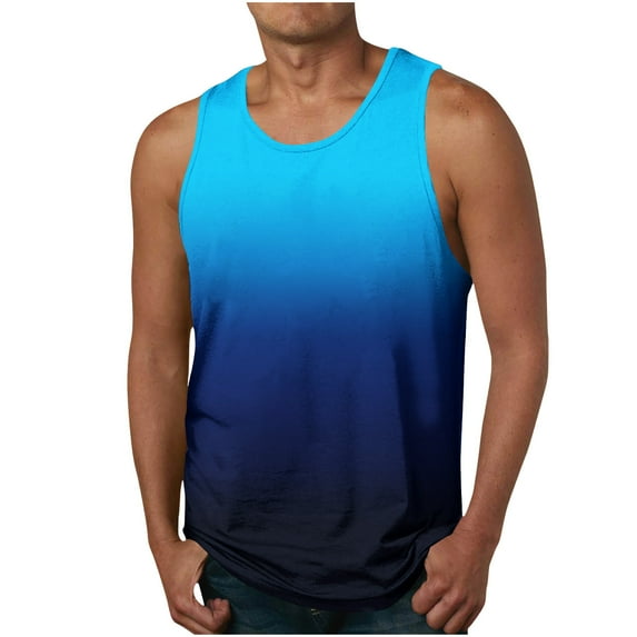 ZCFZJW Ombre Tank Tops for Men Big and Tall Casual Tie Dye Gradient Print Sleeveless Vest Loose Lightweight Casual Basic Workout Tees Shirt Multicolor#04 XL