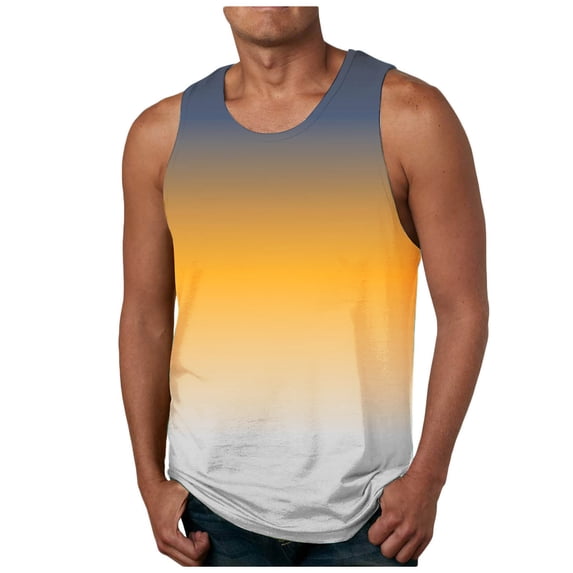 ZCFZJW Ombre Tank Tops for Men Big and Tall Regular Fit Casual Tie Dye Gradient Print Summer Sleeveless Round Neck Pullover Workout Tees Vest Fitness T-Shirt Multicolor#05 XXXXXL
