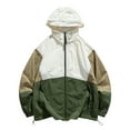 thumbnail image 1 of ZCFZJW Outdoor Jackets for Men Lightweight Thin Long Sleeve Casual Full Zip up Color Block Print Hooded Raincoat Trendy Fall Windproof Jacket Army Green M, 1 of 2