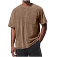 thumbnail image 1 of ZCFZJW Oversized Cotton Basic T Shirts for Men Vintage Acid Wash Tshirt Streetwear Trendy Solid Color Athletic Tees Loose Baggy Unisex Tops with Pockets Brown XL, 1 of 4