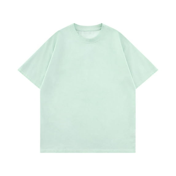 ZCFZJW Oversized T Shirts for Men Streetwear Vintage Short Sleeve Casual Baggy Loose Solid Basic Cotton Athletic Tee Pullover Tops Mint Green#02 XXL