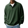 thumbnail image 1 of ZCFZJW Quarter Button up Sweater Shirts for Men Lightweight Casual Fall Spring Long Sleeve Basic Waffle Knit Athletic T-Shirts Big and Tall Regular Fit Pullover Tops Army Green M, 1 of 5