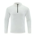 thumbnail image 1 of ZCFZJW Quarter Zip Mock Neck Pullover Men Running Shirt Lightweight Casual Long Sleeve Moisture Wicking Quick Dry Athletic Workout Shirts White L, 1 of 4