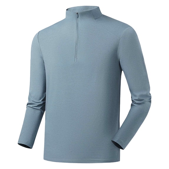 ZCFZJW Quarter Zip Pullover for Men Quick Dry Summer Mock Neck Sweatshirt Lightweight Sun Protection Basic Solid Color Long Sleeve Golf Shirt Navy XXXXL