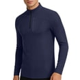 thumbnail image 1 of ZCFZJW Quarter Zip Pullover Men Running Shirt Mock Neck Long Sleeve Moisture Wicking Quick Dry Athletic Workout Shirts with Zipper Pockets Dark Blue XXL, 1 of 10