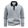 thumbnail image 1 of ZCFZJW Quarter Zip up Pullover Tops for Men Big and Tall Regular Fit Casual Fall Long Sleeve Basic Athletic T-Shirts Fashion Collared Tee Shirts Gray L, 1 of 8