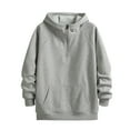 thumbnail image 1 of ZCFZJW Quarter Zip up Hoodie Tops for Men Lightweight Casual Long Sleeve Sherpa Fleece Lined Warm Hooded Pullover Sweatshirts with Pockets Gray XXL, 1 of 7