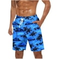 thumbnail image 1 of ZCFZJW Quick Dry Swim Trunks for Men Lightweight Casual Drawstring Elastic Waist Summer Tropical Palm Tree Printed Beach Board Shorts Bathing Suit with Pockets Dark Blue#01 XXXL, 1 of 5
