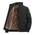 thumbnail image 1 of ZCFZJW Quilted Jacket for Mens Heavyweight Thicken Fleece Sherpa Lined Winter Coats Warm Full Zip Stand Collar Bomber Jacket with Pockets Black L, 1 of 8