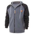 thumbnail image 1 of ZCFZJW Raglan Sleeve Hoodie Tops for Men Lightweight Casual Patchwork Long Sleeve Drawstring Long Sleeve Full Zip up Hooded Pullover Sweatshirts with Pockets Dark Gray XXL, 1 of 7