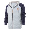 thumbnail image 1 of ZCFZJW Raglan Sleeve Hoodie Tops for Men Lightweight Casual Patchwork Long Sleeve Drawstring Long Sleeve Full Zip up Hooded Pullover Sweatshirts with Pockets Light Gray XL, 1 of 9