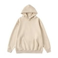 thumbnail image 1 of ZCFZJW Retro Hooded Sweatshirts for Men Big and Tall Regular Fit Casual Long Sleeve Solid Color Hoodie Outwear Coat Tops with Pockets Beige XXL, 1 of 3