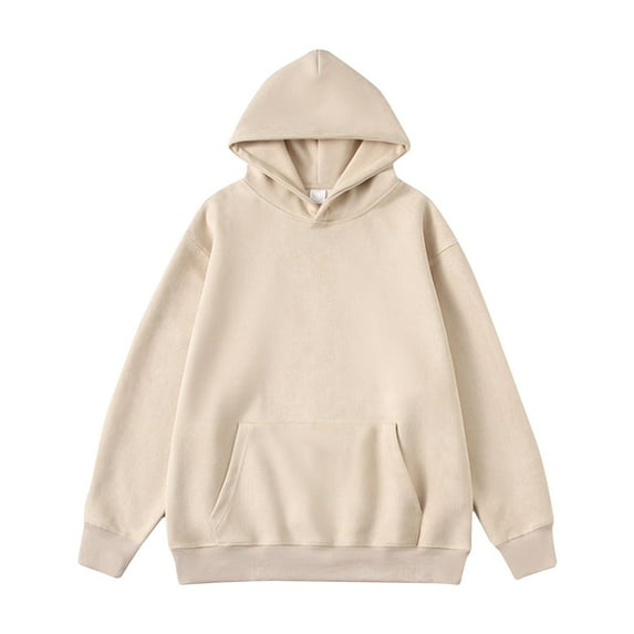 ZCFZJW Retro Hooded Sweatshirts for Men Big and Tall Regular Fit Casual Long Sleeve Solid Color Hoodie Outwear Coat Tops with Pockets Beige XXL