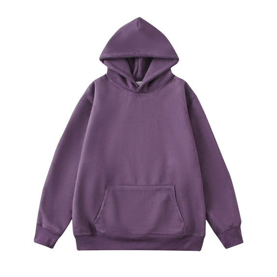ZCFZJW Retro Hooded Sweatshirts for Men Big and Tall Regular Fit Casual Long Sleeve Solid Color Hoodie Outwear Coat Tops with Pockets Purple XL