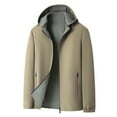 thumbnail image 1 of ZCFZJW Reversible Jackets for Men Lightweight Casual Long Sleeve Full Zip up Waterproof Detachable Hooded Rain Coat Trendy Outwear Stylish Jacket with Zipper Pockets Khaki XXL, 1 of 8
