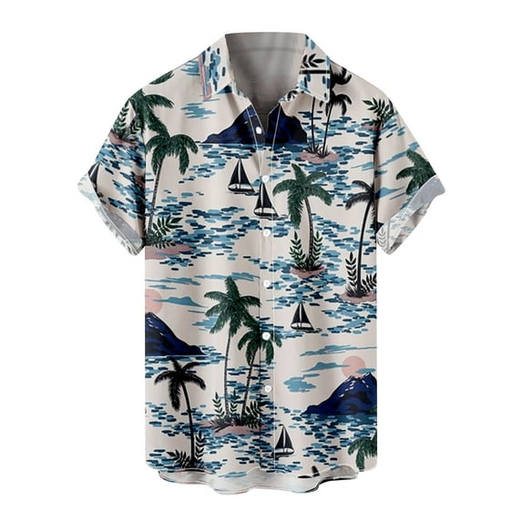 ZCFZJW Rollbacks Hawaiian Bowling Shirts for Men Short Sleeve Button Down Shirt Casual Tropical Print Beach Summer Holiday Gifts T Shirts with Pocket Z06-Light Blue XXXXL