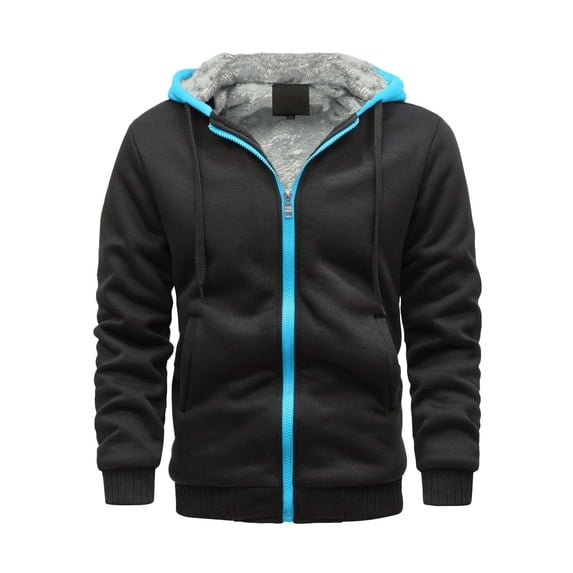 ZCFZJW Sherpa Fleece Lined Hoodie Jackets for Men Casual Winter Long Sleeve Full Zip Up Thickened Drawstring Hooded Warm Coat Outwear Light Blue XXXXXL
