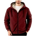 thumbnail image 1 of ZCFZJW Sherpa Hoodie Men Sherpa Lined Full Zip Fleece Drawstring Long Sleeve Hooded Outwear Pullover Sweatshirt Winter Thick Warm Outdoor Jackets with Pockets Wine M, 1 of 10