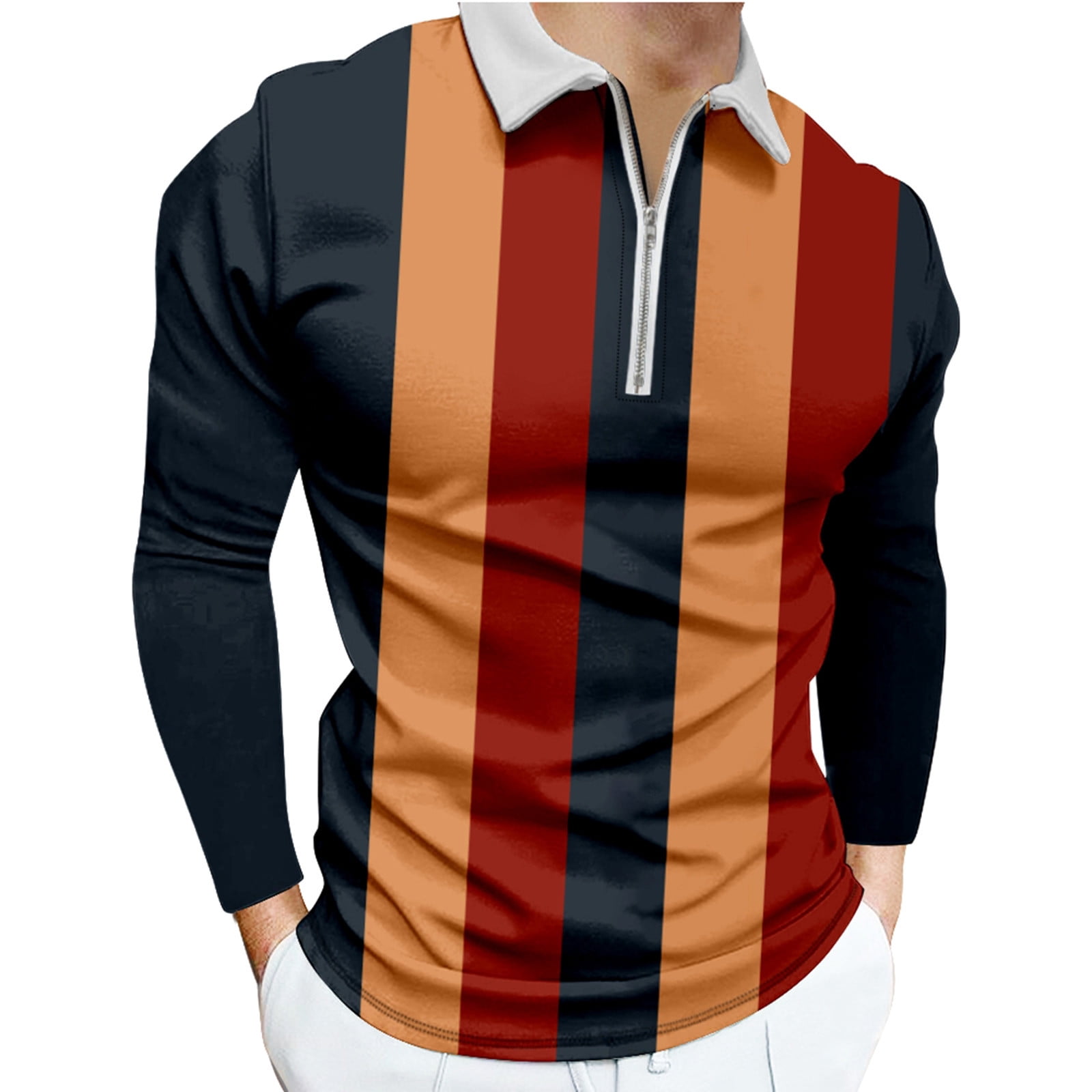 ZCFZJW Shirts for Men Casual Summer Long Sleeve Half Zip Up