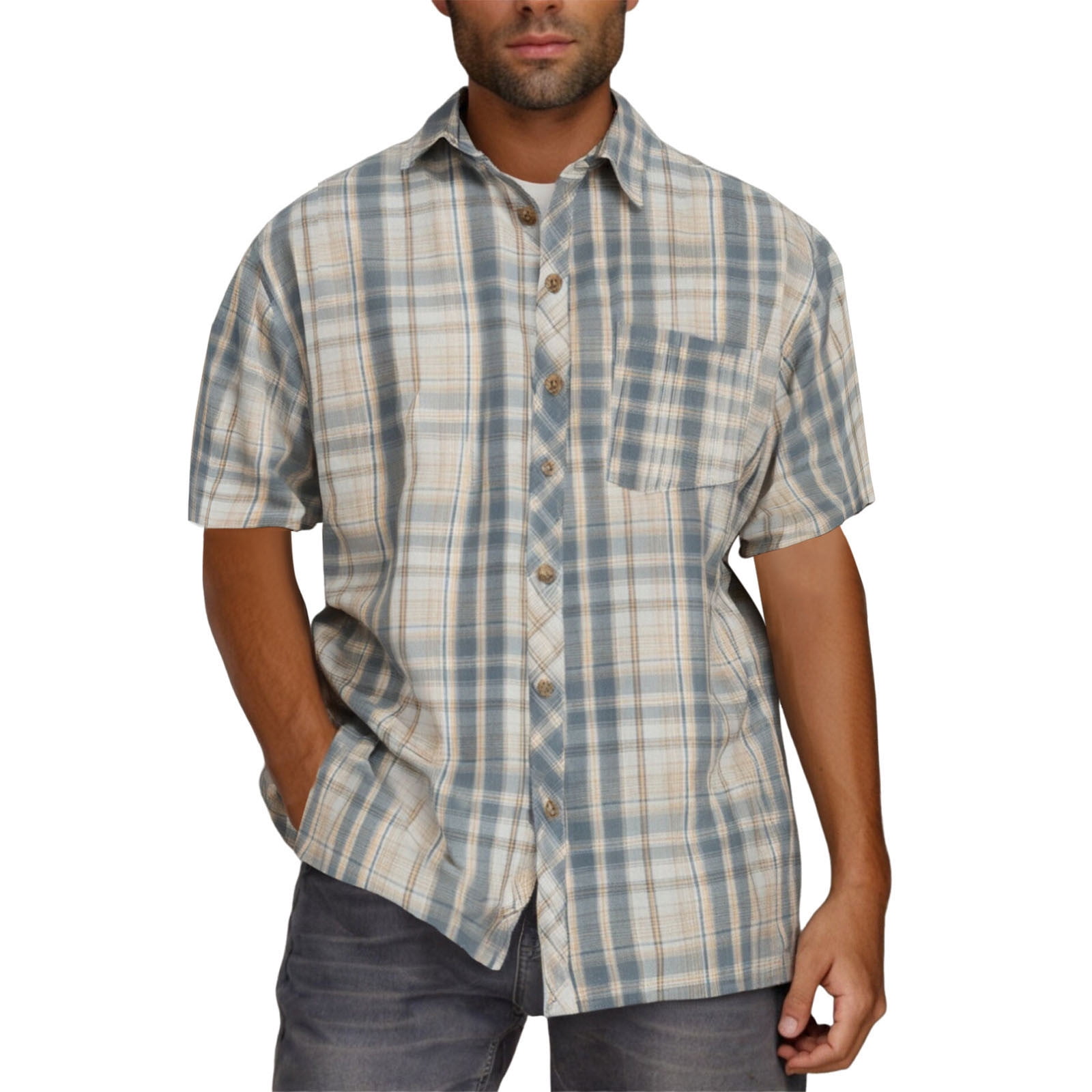ZCFZJW Short Sleeve Shirts for Men Big and Tall Regular Fit Casual ...