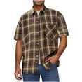thumbnail image 1 of ZCFZJW Short Sleeve Shirts for Men Big and Tall Regular Fit Casual Plaid Button Down Shirt Mens Classic Fit Cotton Button Up Shirt with Pockets Khaki#01 XXXL, 1 of 4