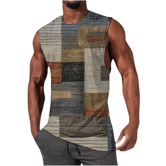 ZCFZJW Sport Tank Tops for Men Big and Tall Regular Fit Casual Summer Sleeveless Color Block Graphic Tees Shirt Trendy Holiday Vacation Beach Vest Multicolor#01 XXXL