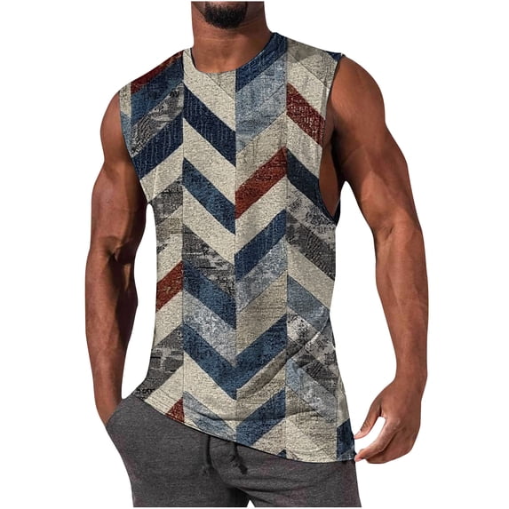 ZCFZJW Sport Tank Tops for Men Big and Tall Regular Fit Casual Summer Sleeveless Color Block Graphic Tees Shirt Trendy Holiday Vacation Beach Vest Multicolor#04 XXL