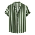 thumbnail image 1 of ZCFZJW Striped Button Down Shirts for Men Regular Fit Casual Summer Short Sleeve Hawaiian Shirts Trendy Beach Party Collared T-Shirt Top Army Green XXL, 1 of 9