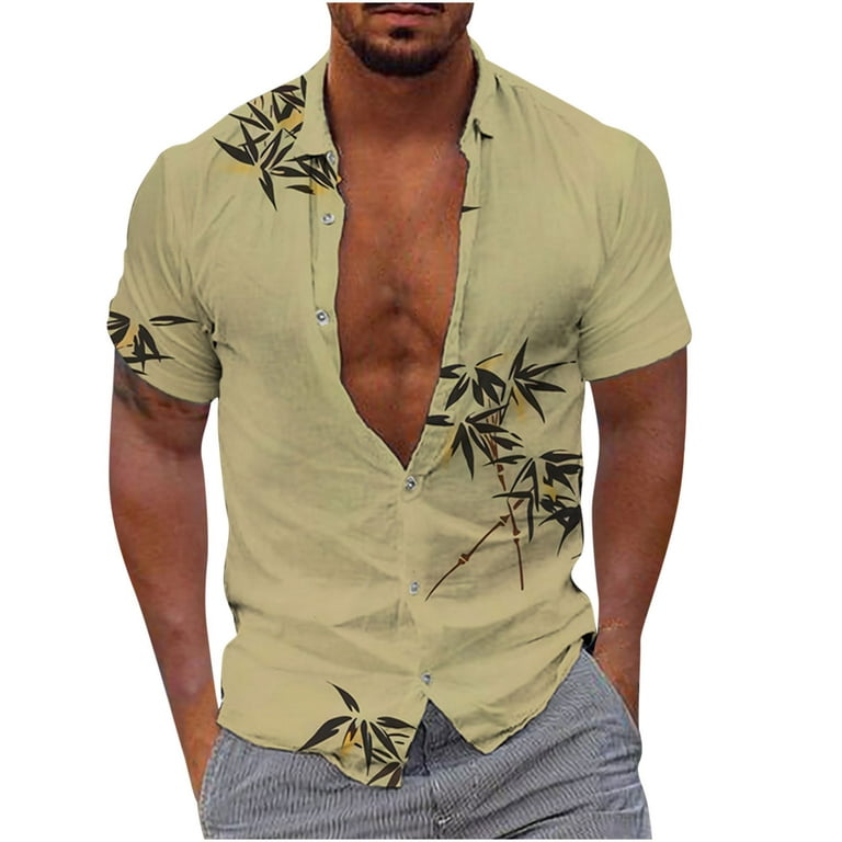 ZCFZJW Summer Hawaiian Shirts for Men Casual Button Down Short Sleeve  Graphic Tee Shirt Trendy Vacation Shirt Big and Tall Regular Fit T-Shirt  Top